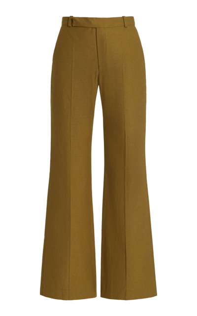 Shop Ludovic De Saint Sernin Bum Low-rise Cotton Straight-leg Pants In Green