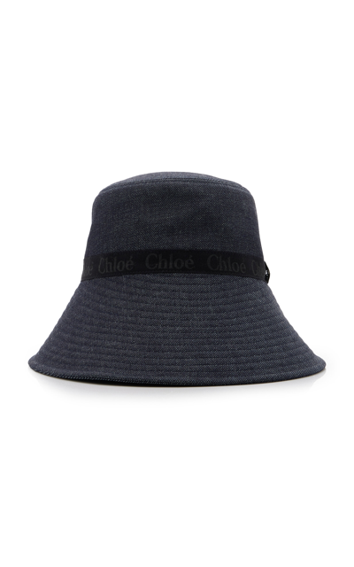 Shop Chloé Woody Denim Bucket Hat In Dark Wash