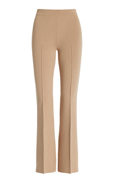 Shop High Sport Long Kick Flared Stretch-cotton Knit Pants In Neutral