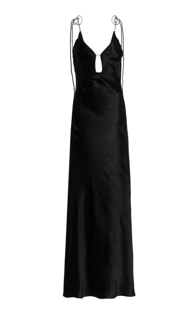 Shop Anna October Terrin Cutout Maxi Slip Dress In Black