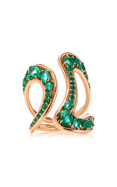 Shop Fernando Jorge Stream 18k Rose Gold Emerald Ring In Green