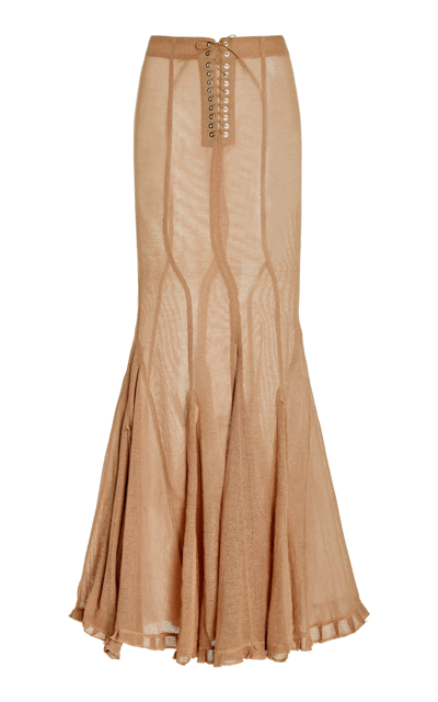 Shop Ludovic De Saint Sernin Mermaid Cotton-blend Skirt In Neutral