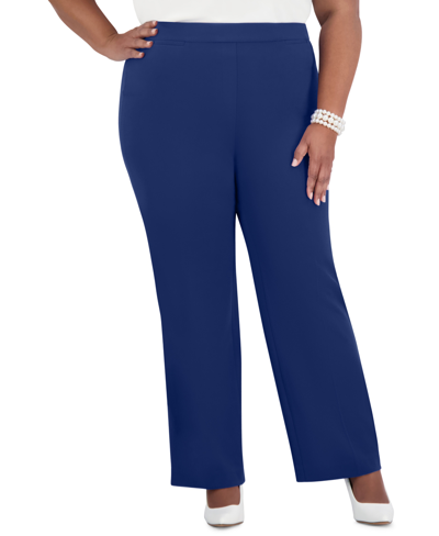 Shop Kasper Pull-on Welt-pocket Straight-leg Pants, Women's & Plus Size In Royal Blue