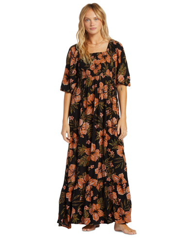 Shop Billabong Juniors' Full Bloom Maxi Dress In Black Sands