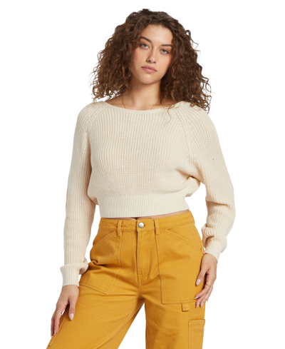 Shop Billabong Juniors' Sun Soaked Cropped Sweater In Whitecap