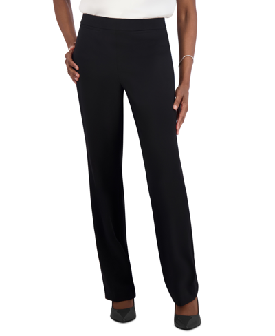 Shop Kasper Pull-on Welt-pocket Straight-leg Pants, Women's & Plus Size In Black