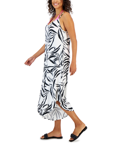 Shop J Valdi Women's Flowy Printed Cover-up Jumper In White,black
