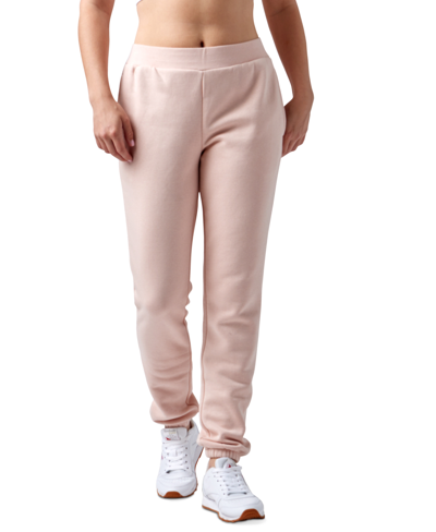 Shop Reebok Women's Lux Fleece Mid-rise Pull-on Jogger Sweatpants In Possibly Pink