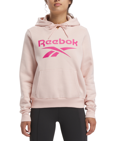 Shop Reebok Women's Fleece Big Logo Hoodie In Possibly Pink F-r