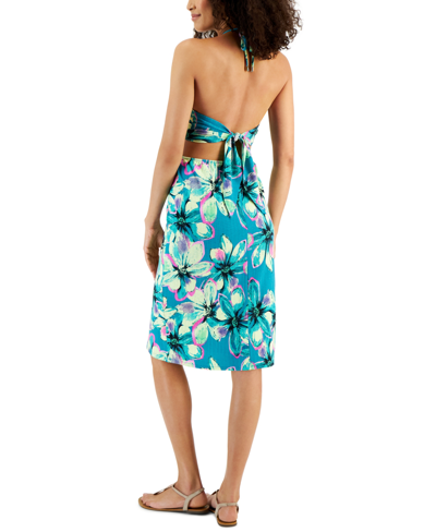 Shop Miken Women's Halter Twist-front Dress Cover-up, Created For Macy's In Atoll,lunar Glow