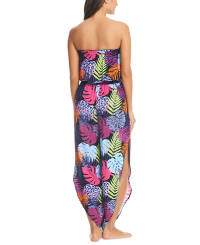 Shop Bar Iii Women's Palm Prowl Strapless Jumpsuit Cover-up, Created For Macy's In Multi