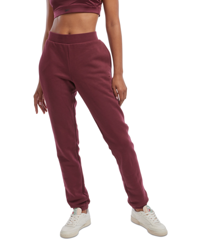 Shop Reebok Women's Lux Fleece Mid-rise Pull-on Jogger Sweatpants In Classic Maroon