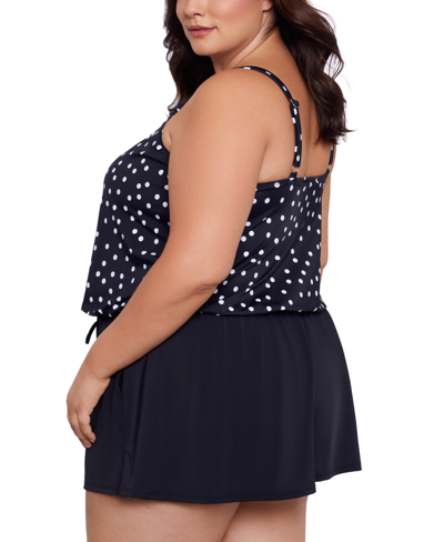 Shop Swim Solutions Plus Size Polka Dot Swim Romper One Piece, Created For Macy's In Rain Of Dots