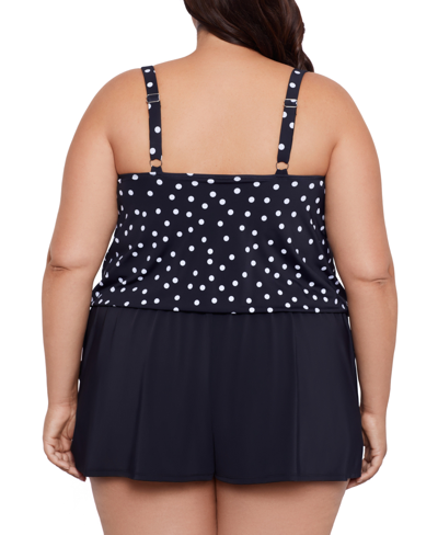 Shop Swim Solutions Plus Size Polka Dot Swim Romper One Piece, Created For Macy's In Rain Of Dots