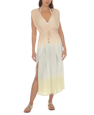 Shop Raviya Women's Ombre Tie-waist Maxi Dress Cover-up In Tan Ombre