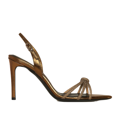 Shop Ginissima Daisy Antique Gold Crystals And Leather Sandals