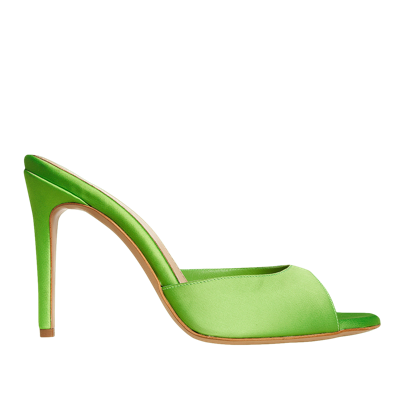 Shop Ginissima Vicky Green Grass Satin Mules