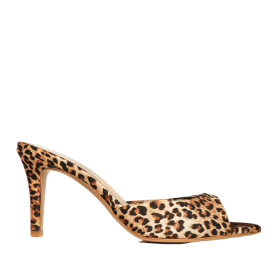 Shop Ginissima Vicky Animal Print Satin Mules In Brown