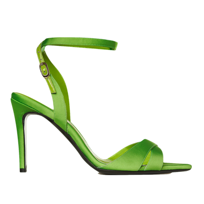 Shop Ginissima Thea Grass Green Satin Sandals