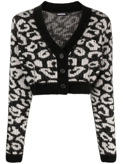 Shop J. Lindeberg Black Mallory Leopard-pattern Cardigan