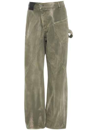 Shop Jw Anderson Twisted Workwear Jeans - Women's - Cotton In Green