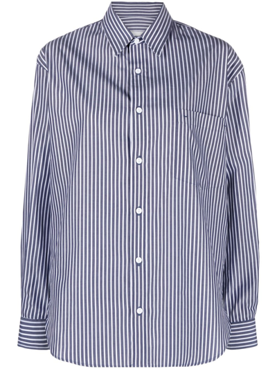 Shop Matteau Blue Striped Organic-cotton Shirt In Blau
