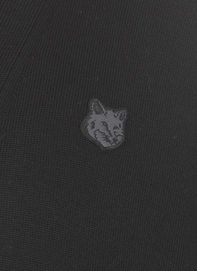 Shop Maison Kitsuné Fox Head Cardigan In Black