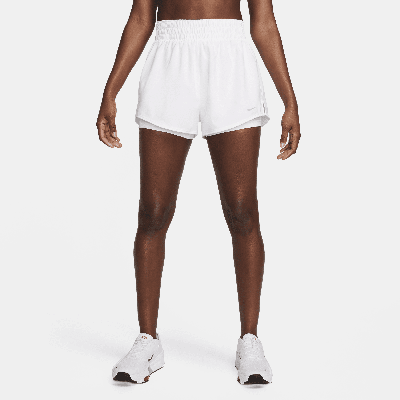 Shop Nike Women's One Dri-fit High-waisted 3" 2-in-1 Shorts In White