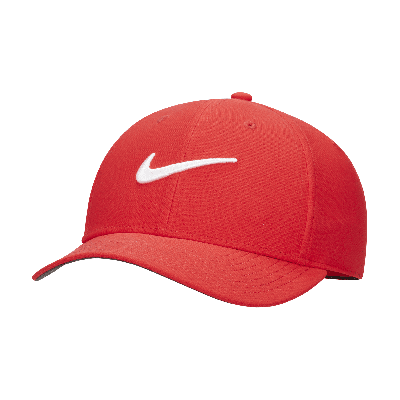 Shop Nike Unisex Dri-fit Club Structured Swoosh Cap In Red