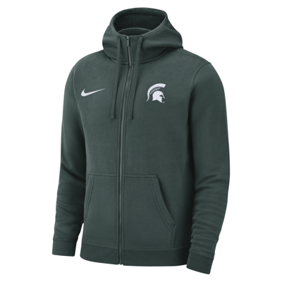 Shop Nike Michigan State Club Fleece  Men's College Full-zip Hoodie In Green