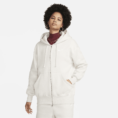 Shop Nike Women's  Sportswear Phoenix Fleece Oversized Full-zip Hoodie In Brown