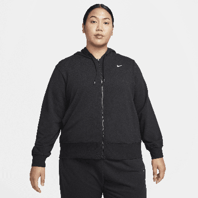 Shop Nike Women's Dri-fit One Full-zip French Terry Hoodie (plus Size) In Black