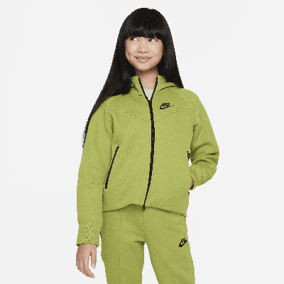 Shop Nike Sportswear Tech Fleece Big Kids' (girls') Full-zip Hoodie In Green
