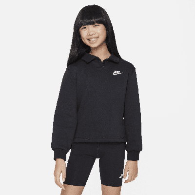 Shop Nike Sportswear Club Fleece Big Kids' (girls') Polo Top In Black