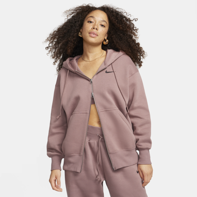 Shop Nike Women's  Sportswear Phoenix Fleece Oversized Full-zip Hoodie In Purple