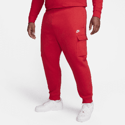 Shop Nike Men's  Sportswear Club Fleece Cargo Pants In Red
