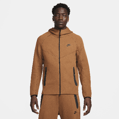 Shop Nike Men's  Sportswear Tech Fleece Windrunner Full-zip Hoodie In Brown