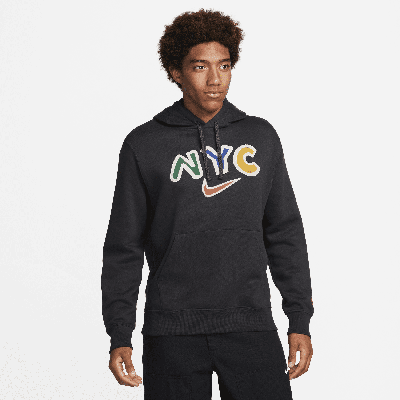 Shop Nike Men's  Sportswear Club Fleece Pullover Graphic Hoodie In Black