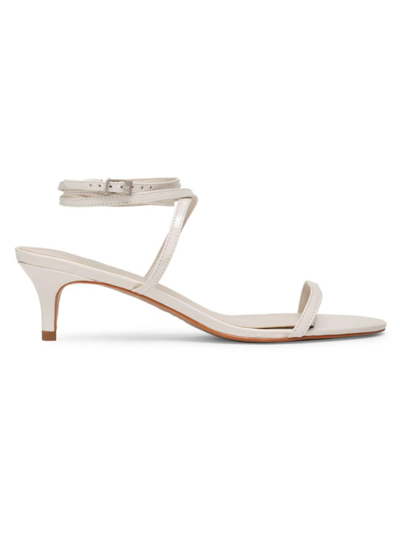 Shop Schutz Women's Sherry 50mm Crocodile-embossed Leather Sandals In Pearl
