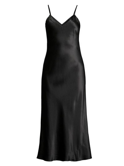Shop Ginia Women's Silk Slip Maxi Dress In Black