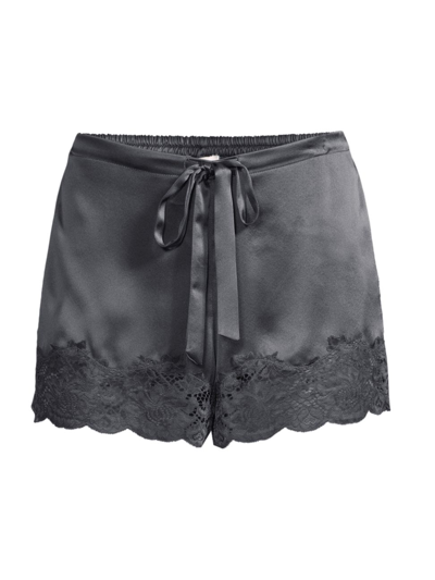 Shop Ginia Women's Lace-trim Silk Shorts In India Ink