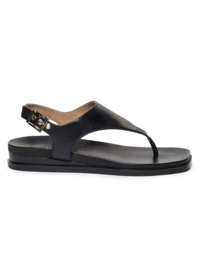 Shop Bernardo Women's Concord Leather Wedge Sandals In Black