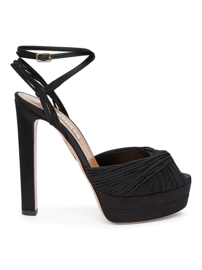 Shop Aquazzura Women's Bellini Beauty Plateau 130mm Platform Sandals In Black