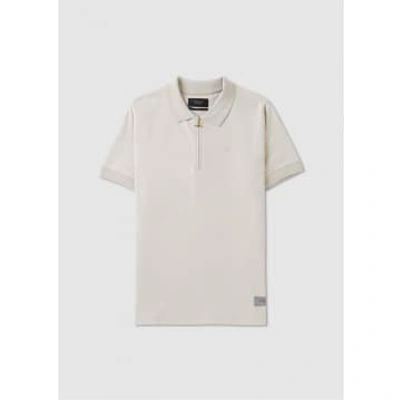 Shop Android Homme Mens Reg Fit Zip Poloshirt In Sand In Neutrals