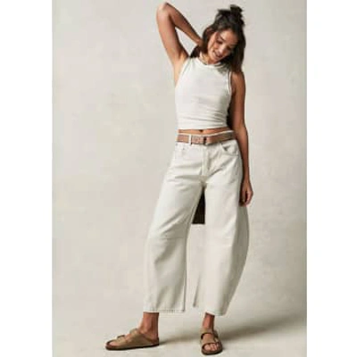 Free People Lucky You Mid Rise Barrel Jeans In Milk