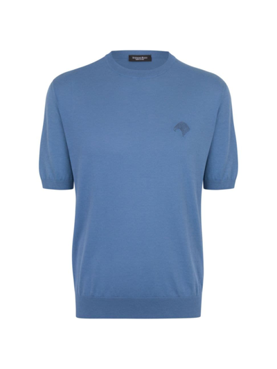 Shop Stefano Ricci Men's Short Sleeve Crewneck Sweater In Blue