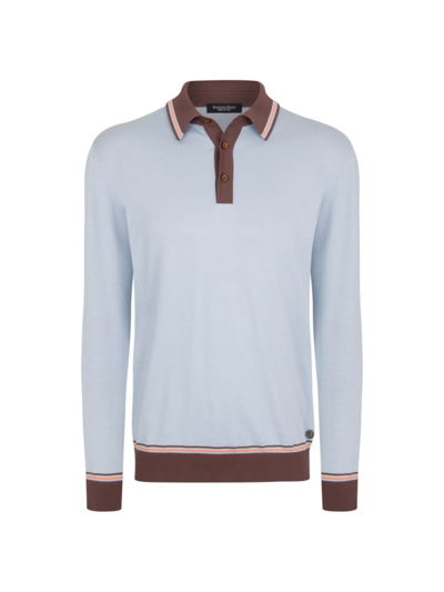 Shop Stefano Ricci Men's Three-button Polo Shirt In Blue