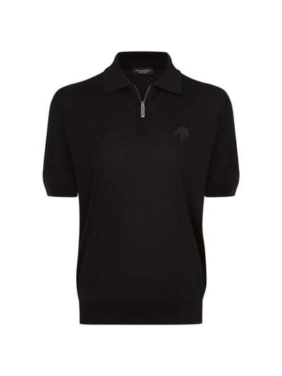 Shop Stefano Ricci Men's Zip Polo Shirt In Black