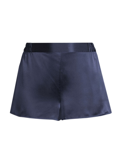 Shop Ginia Women's Elasticized Silk Shorts In Midnight