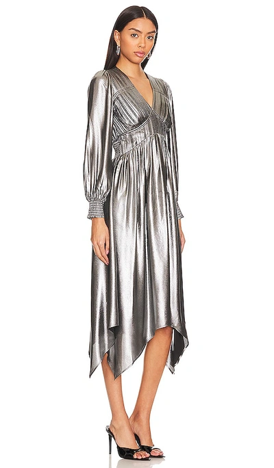 Shop Allsaints Estelle Metallic Dress In Gunmetal Grey